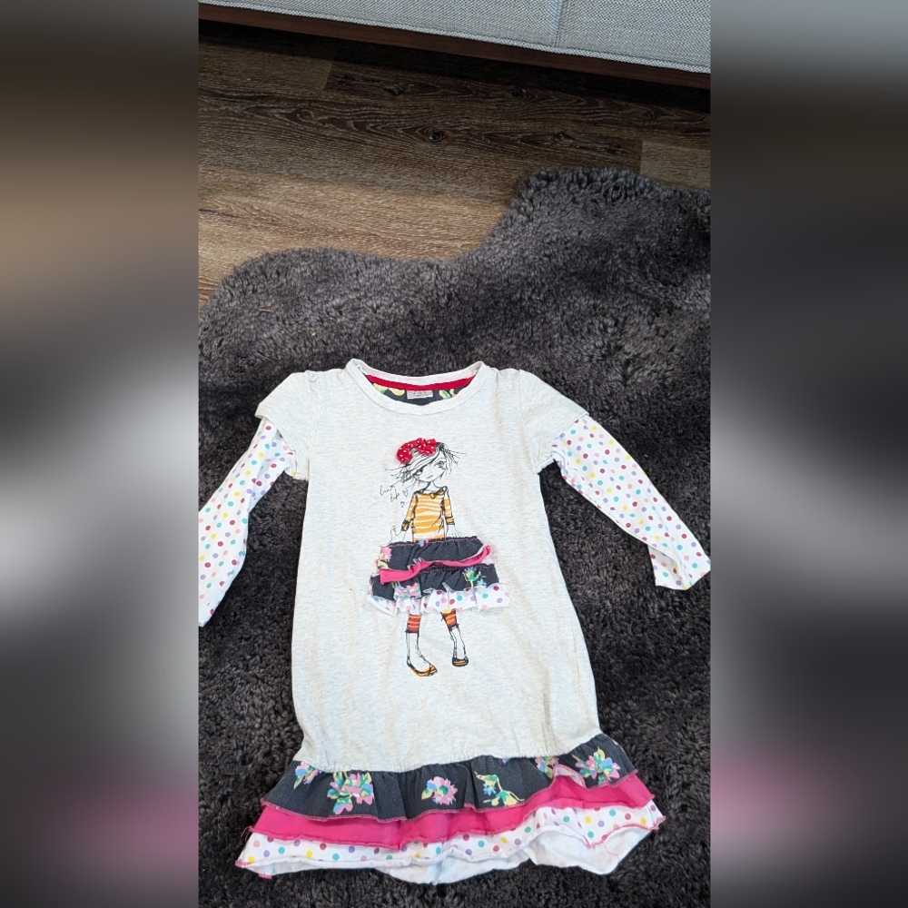 Toddler Flower Comic Princess Cotton Girl Long Sleeve Dress. 4-5 Y